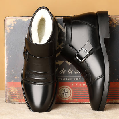 ✨📢【49% zniżki przez ograniczony czas】【39-44】Męskie buty zimowe z wydrążonym wnętrzem ze skóry i grubą, wygodną podeszwą 3850664 