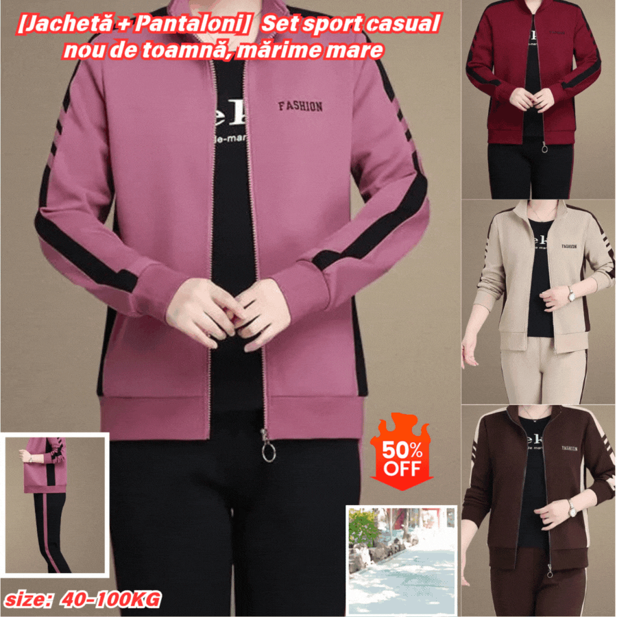 🔥【Купи един, вземи друг безплатно】🔥【Размери M-5XL】【Жакет + Панталони】😍Нова есенна голяма размер спортнакаузал суитка