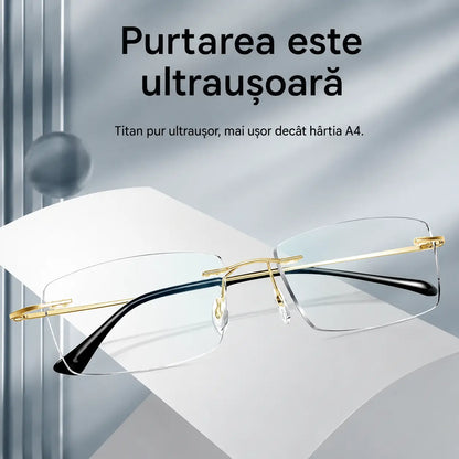 Ochelari profesionali de înaltă calitate, ultra-ușori, fără ramă, cu vedere clară și protecție împotriva luminii albastre - unisex