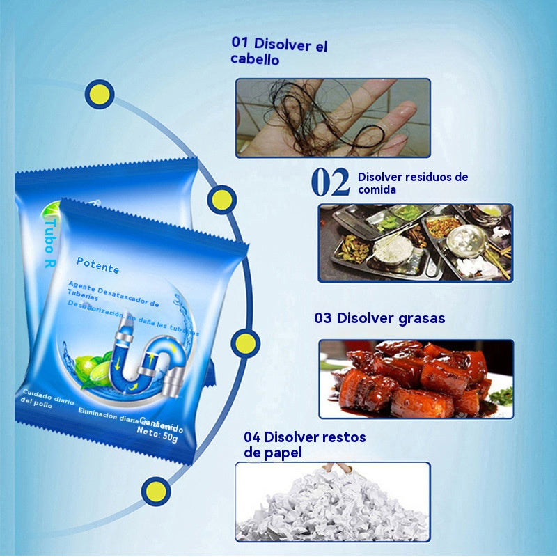 💪Potente agente de dragado de tuberías, adecuado para disolver manchas de aceite en inodoros, desagües de piso, alcantarillas y cocinas para bloquear y corroer