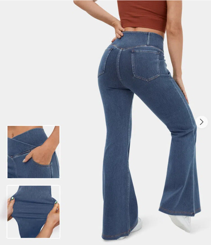 👖 50% reducere🔥 [40-110kg] Blugi crossover cu talie înaltă, la modă ✅Plată la livrare