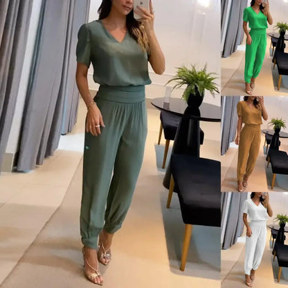 ✨💕【Top + Pantalonii】Costum casual din două piese pentru femei cu imprimeu