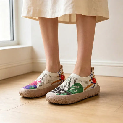 【36-43】Pantofi sport damă din pânză imprimată - ușori, cu talpă moale, pentru zi cu zi - mocasini respirabili, pictați