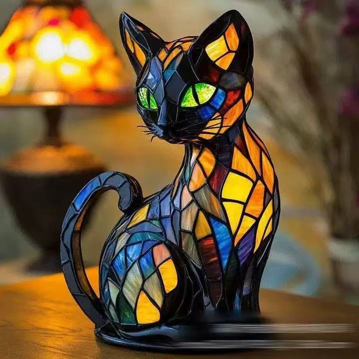✨✨Adornos de resina, luz nocturna LED, figura de arte animal, decoración creativa para oficina y hogar, interruptor con puerto USB