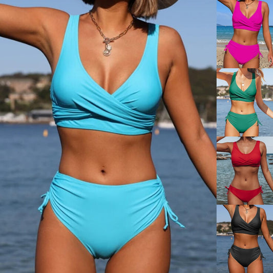 👙【Reducere pentru produs nou】🌴【S-3XL】Costum de baie bikini simplu, monocromatic, cu uscare rapidă, confortabil și respirabil pentru femei, nou pentru vara 2025
