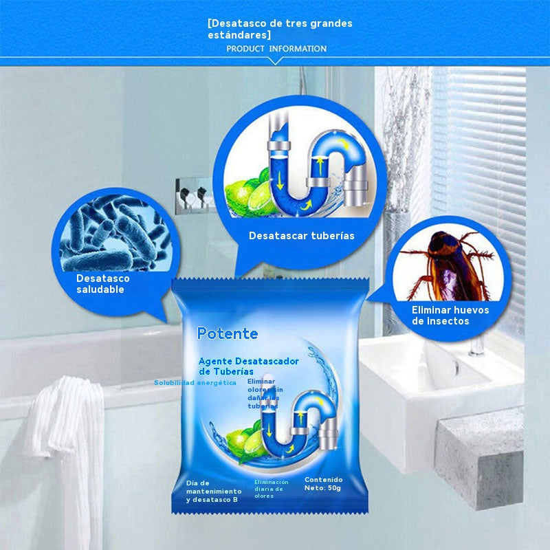 💪Potente agente de dragado de tuberías, adecuado para disolver manchas de aceite en inodoros, desagües de piso, alcantarillas y cocinas para bloquear y corroer