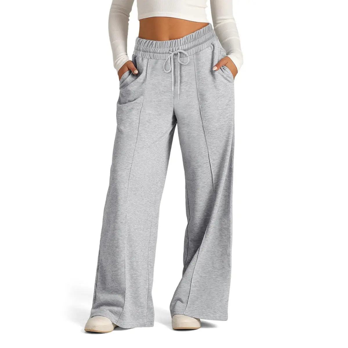 🎁Pantaloni de damă uni, cu talie subțire și croi larg🔥