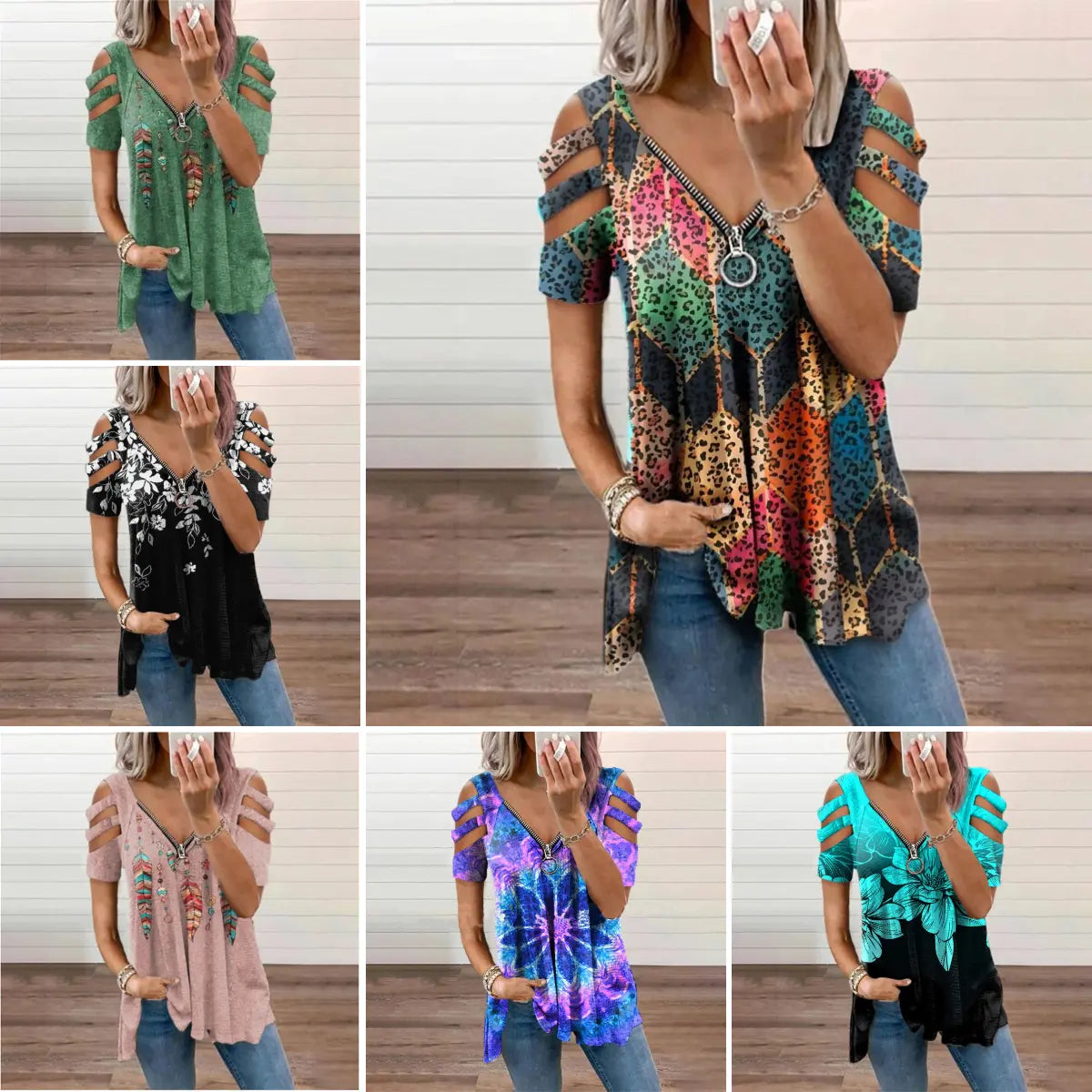 🔥Ofertă specială limitată în timp🥻【S-5XL】Topuri noi de vară pentru femei, confortabile, casual, slim, din bumbac, cu decolteu în V.