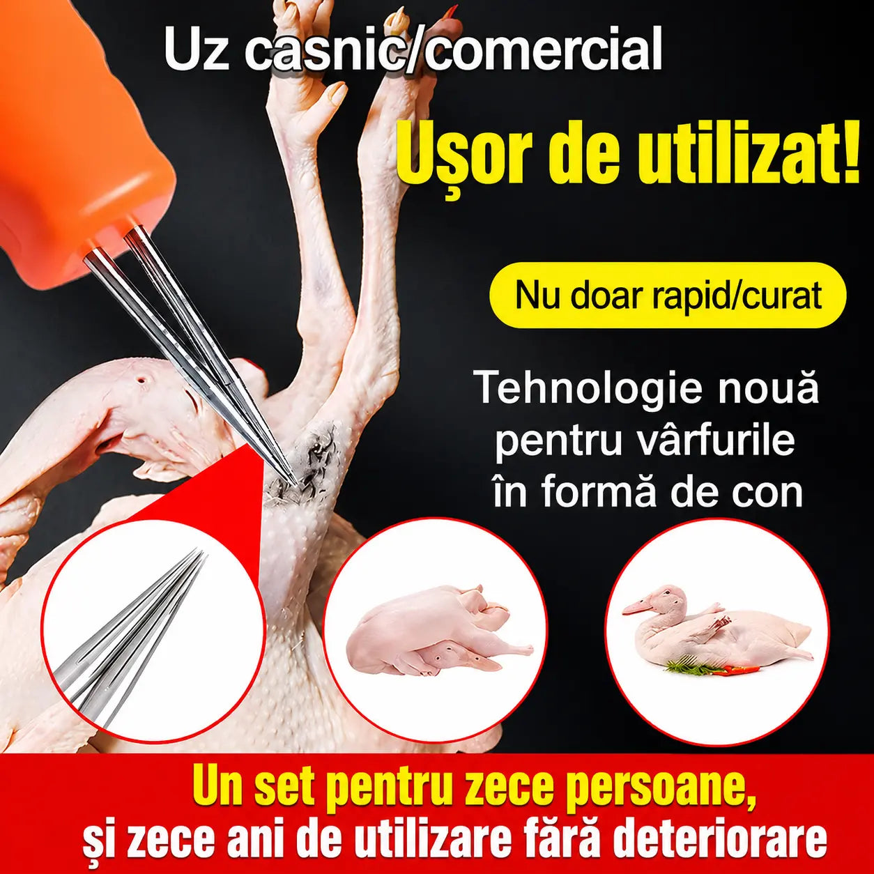 🐓🦆 Aparat electric portabil de jumulit pentru găini, rațe, gâște și alte păsări de curte (încărcare USB)