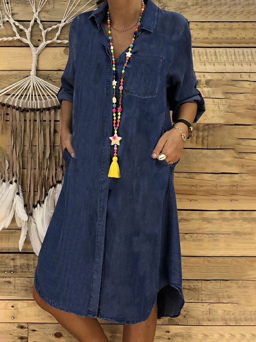 👘50% reducere🔥【40-120 kg】Rochie de damă din denim pentru femei supraponderale 2026, casual, rochie casual