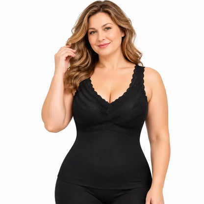 ✨【2 bucăți la doar 139 lei】Maiou modelator de damă cu bretele și sutien încorporat, disponibil și în mărimi mari, netezește zona abdomenului și este confortabil de purtat🥰