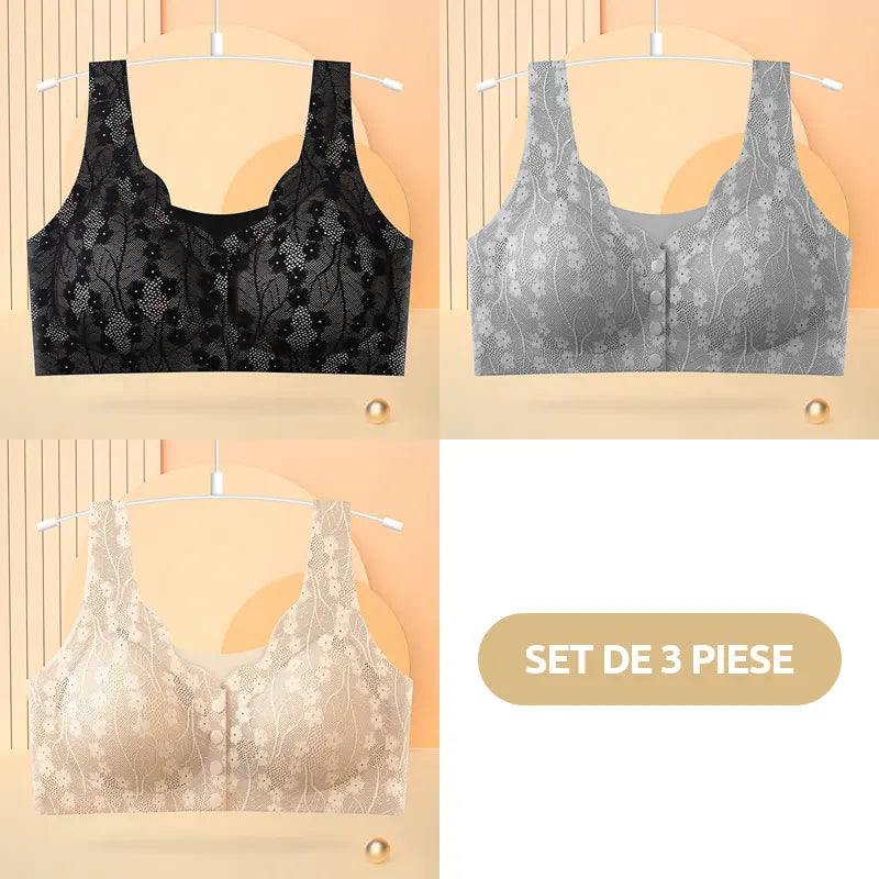 😍【Pachet de 3 bucăți】Sutien fără fir pentru femei cu nasturi în față ❤️【40-100kg】