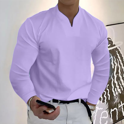 👔🔥Tricou sport bărbătesc din bumbac cu mânecă lungă și decolteu în V