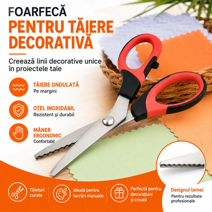 ✂️ Foarfecă multifuncțională cu lame în zigzag – pentru țesături, hârtie și proiecte de artizanat 🧵