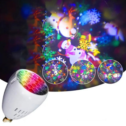 ✨ Bec LED cu proiecție pentru Crăciun (soclu E27) | 16 modele dinamice | Creează o atmosferă festivă în câteva secunde 🎄