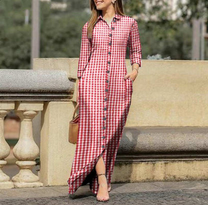 💃🔥Rochie cămașă pentru femei, cu nasturi, rochie casual cu mâneci lungi și guler, imprimeu floral.