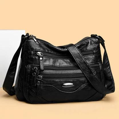 👜💟Geantă de umăr nouă, din piele moale, cu compartimente multiple – elegantă și stilată.
