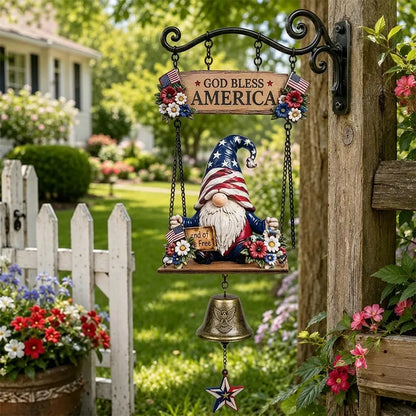 🎅Clopoțel de Bun Venit cu Pitic de Grădină, Plăcuță „Welcome”, Clopoțel Retro din Bronz, Suport de Perete din Fier, Decorațiune Curte și Terasă