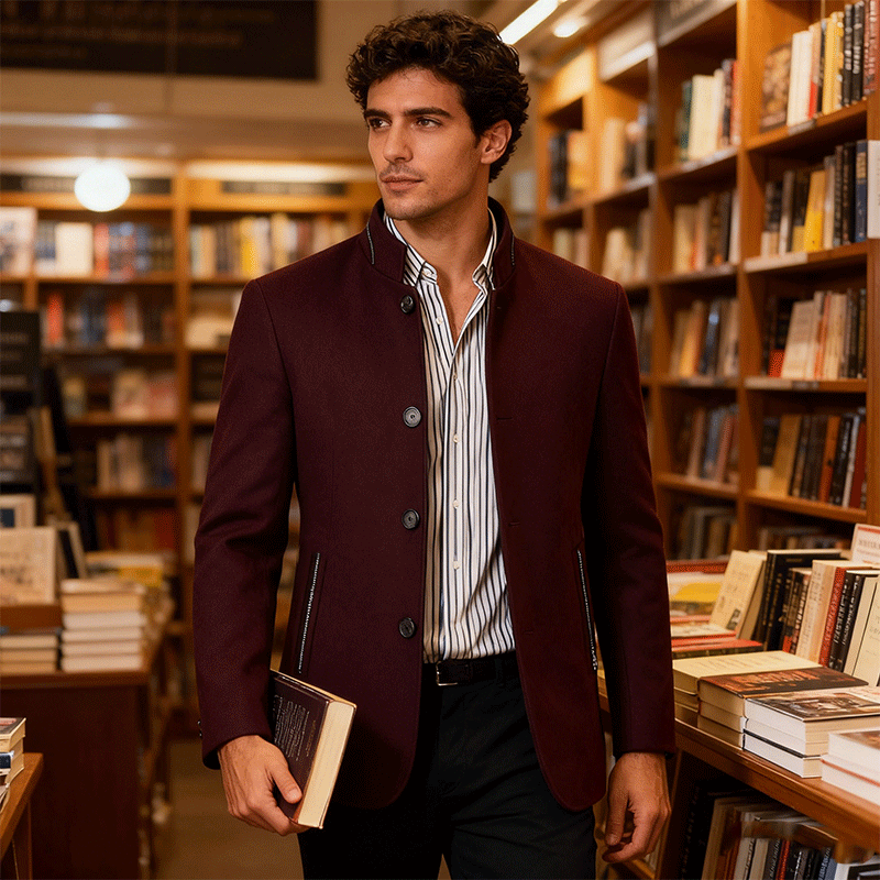 【100% lana de alta calidad】🌞【M-4XL】Chaqueta de lana para hombre, estilo casual, con cuello alto, nueva colección otoño-invierno 2025