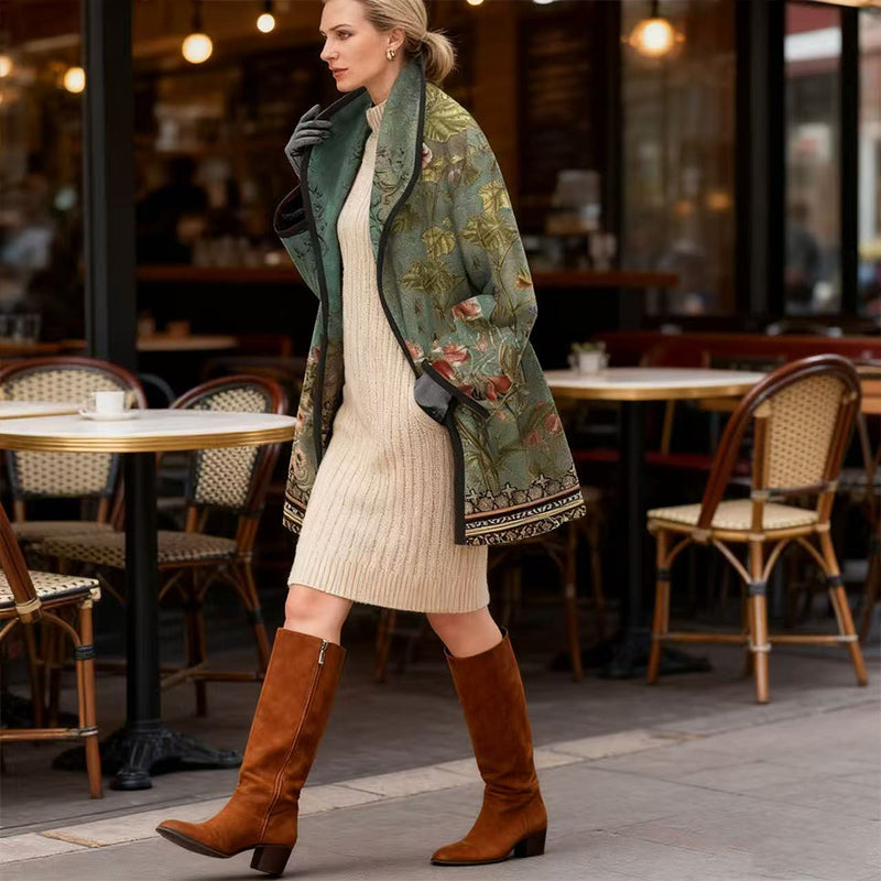 【S-3XL】Płaszcz wełniany jesień-zima 2025, nowy model z kołnierzem i nadrukiem