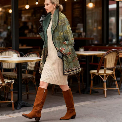 【S-3XL】Płaszcz wełniany jesień-zima 2025, nowy model z kołnierzem i nadrukiem