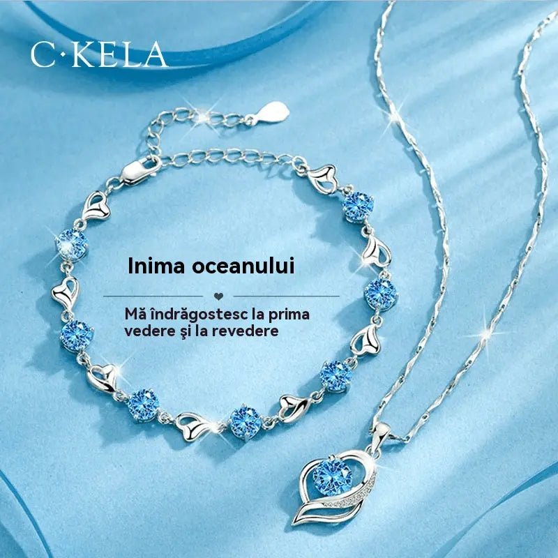 ✨✨【Cumpără 1, primești 1 gratuit】💎💎Set brățară și colier din argint 925 – Inima Oceanului