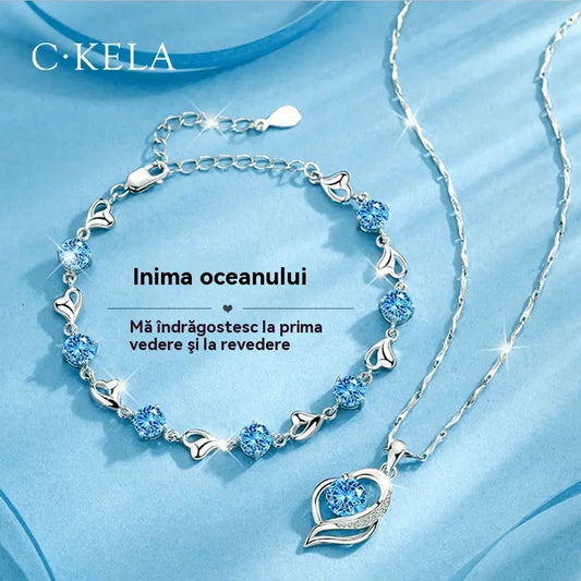 ✨✨【Cumpără 1, primești 1 gratuit】💎💎Set brățară și colier din argint 925 – Inima Oceanului