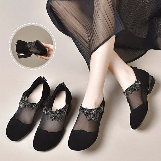 🔥【Ultima zi a promoției de vară】🔥【35-41】🏆✨Pantofi cu toc noi pentru femei, din plasă decupată și talpă moale