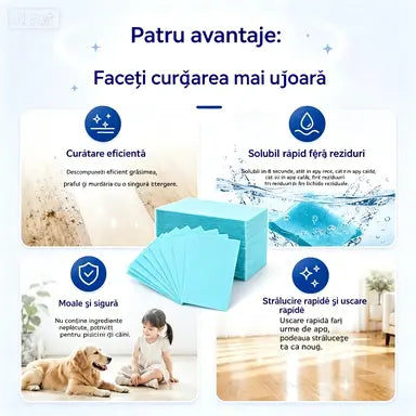 💦🏡【3 pachete, 90 de tablete în total】Șervețele umede solubile în apă pentru curățarea podelelor
