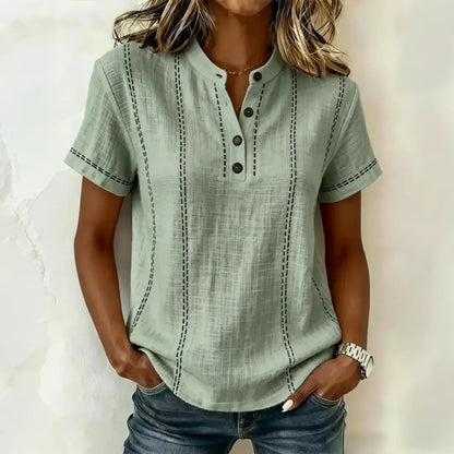 ⏳Ofertă limitată!⏰【40-100 kg】Tricou nou pentru femei, casual, cu mânecă scurtă, din bumbac și in