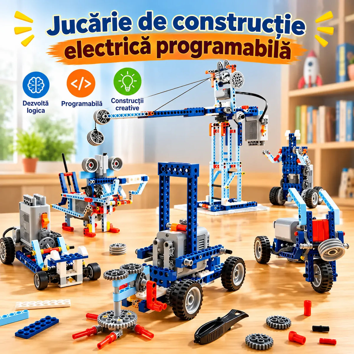 🔥【312 piese】🤖🧩 Set de construcție robot electric pentru copii