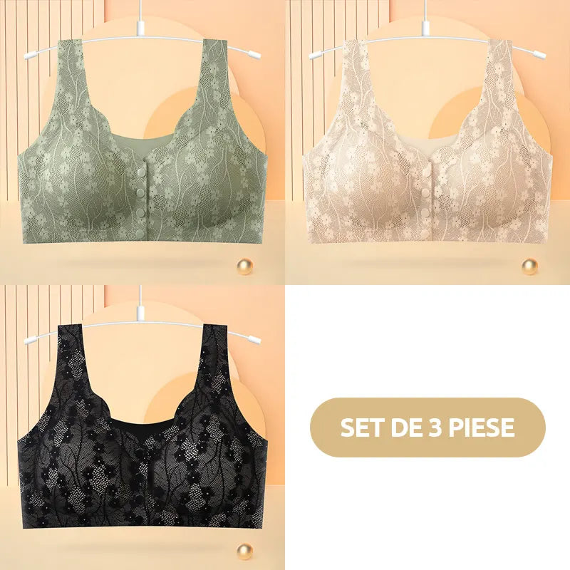 😍【Pachet de 3 bucăți】Sutien fără fir pentru femei cu nasturi în față ❤️【40-100kg】
