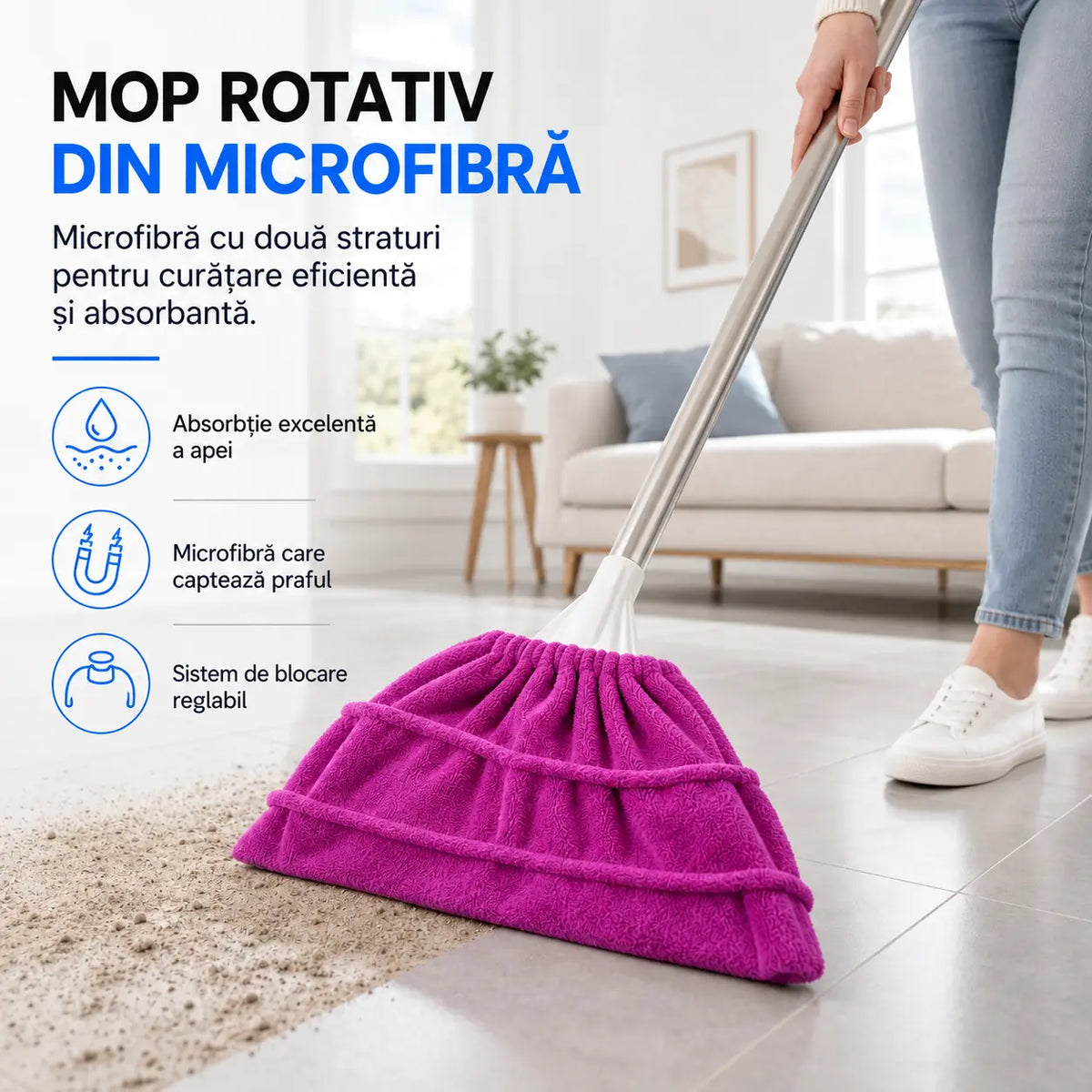 ✨4 bucăți la doar 129 lei! 🧹 Curățenie mai eficientă, cu mai puțin timp pierdut! Huse textile reutilizabile pentru mătură