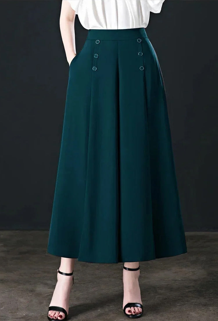 【30%OFF】【M-5XL】Модна драпирана пола с висока талия и широк крачол за жени