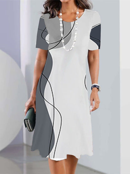 👗【40-120kg】Rochie nouă de damă cu guler rotund și imprimeu✅️Ramburs la livrare