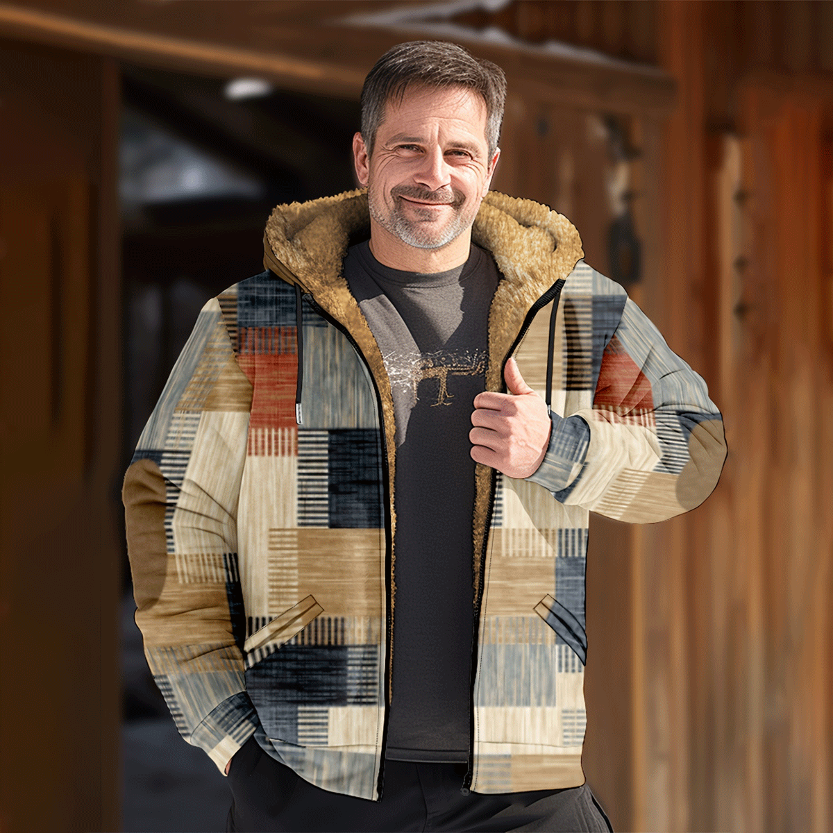 【Polovičná cena na jeseň a zimu】Pánska jesenná a zimná bunda, vysokokvalitný voľný štýl, hrubý plyš, teplá a pohodlná