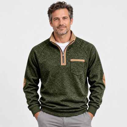 ✨🧥 Hanorac izolat pentru bărbați, cu fermoar pe jumătate și detalii în contrast – stil retro, croială confortabilă și material călduros.