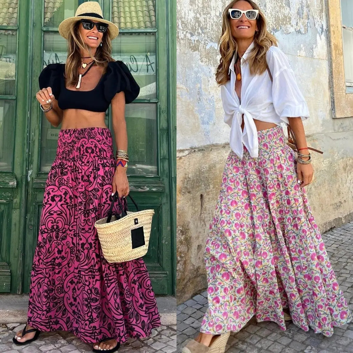 💃【40-120kg】Fustă nouă de vacanță casual cu imprimeu floral, primăvară-vară 2026