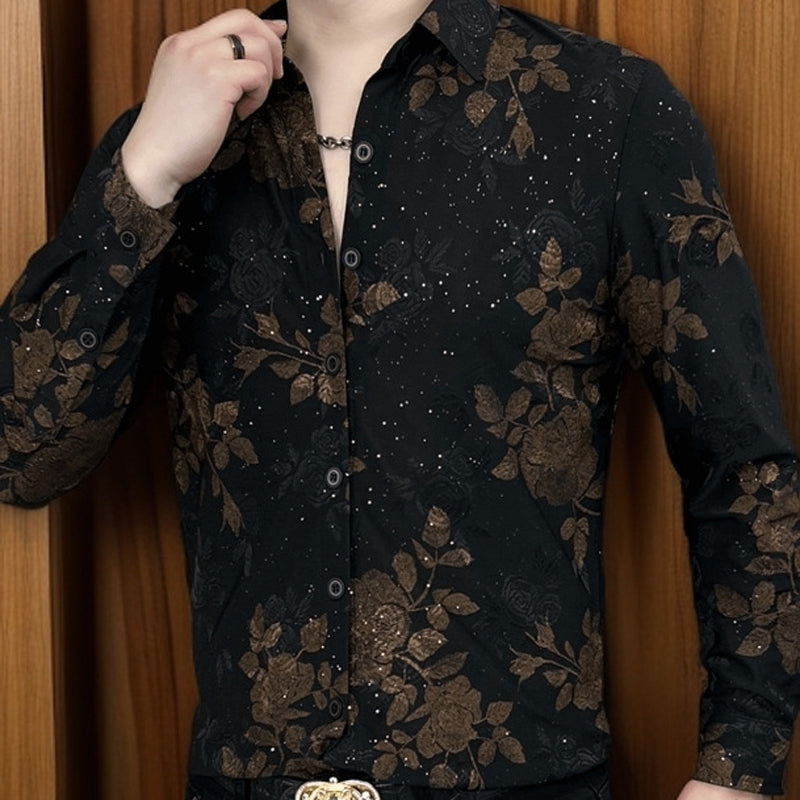 🔥Cămașă nouă cu mânecă lungă, imprimeu și rever, cu broderie rafinată, toamna 2025