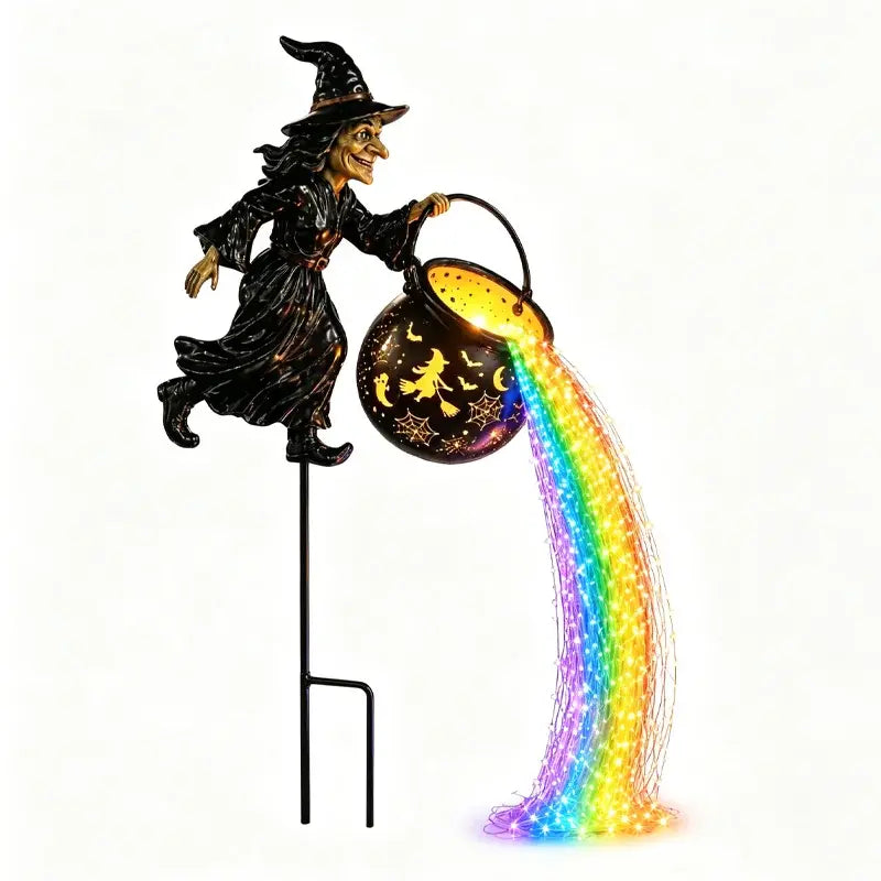 🧙‍♀️🎃 Lampă de grădină în formă de ceaun de vrăjitoare, cu lumină LED – Decorațiune exterioară spectaculoasă 🔮✨