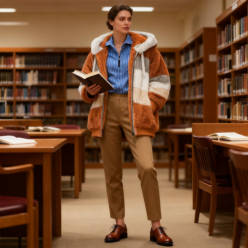 🔥Μισή τιμή για περιορισμένη διάρκειας【S-5XL】Νέο προϊόν για φθινοπωρινή και χειμερινή σεζόν - Γυναικεία μοντέρνα μπλούζα με κουκούλα και συνδυασμένους χρώματα