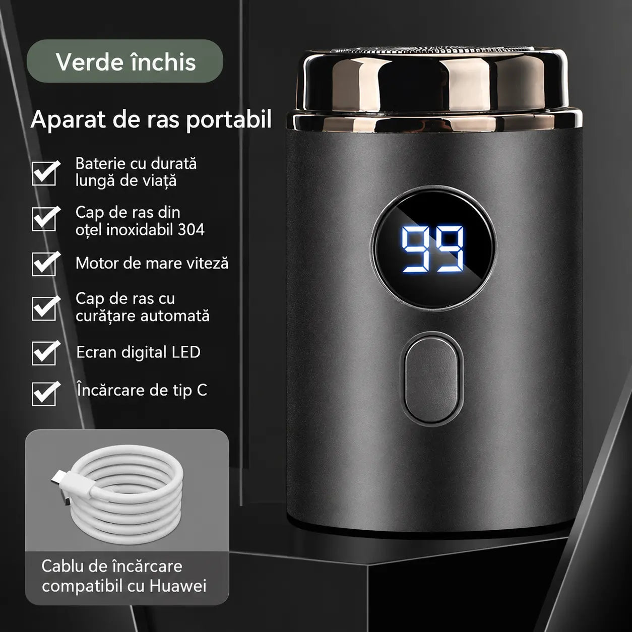 🔥Ofertă specială: 50% REDUCERE🔥 Mini aparat de ras electric puternic pentru bărbați, cu afișaj digital