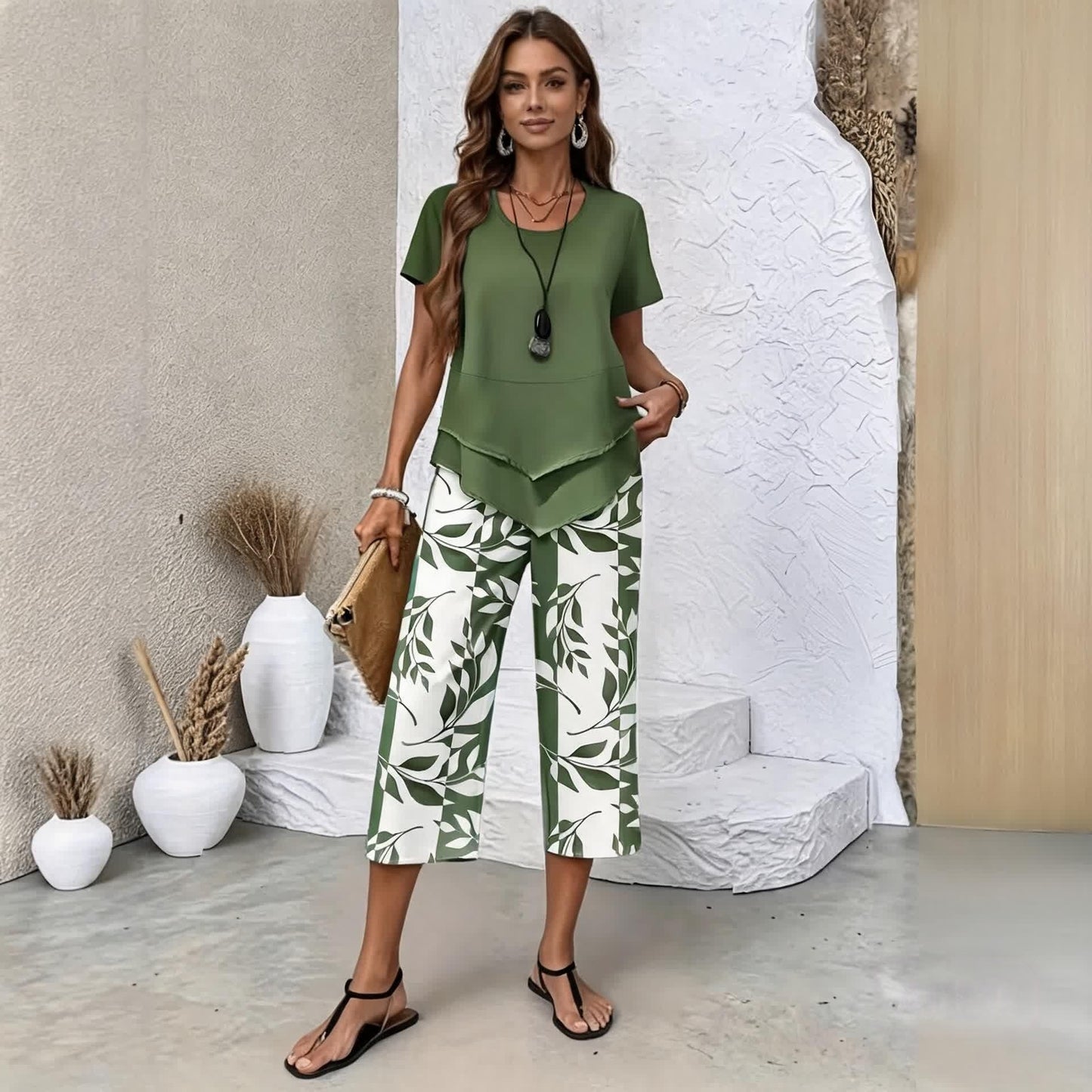 ✨✨【S-5XL】| Set Fresh Breeze din 2 piese | Set de vară multicolor, ușor și elegant
