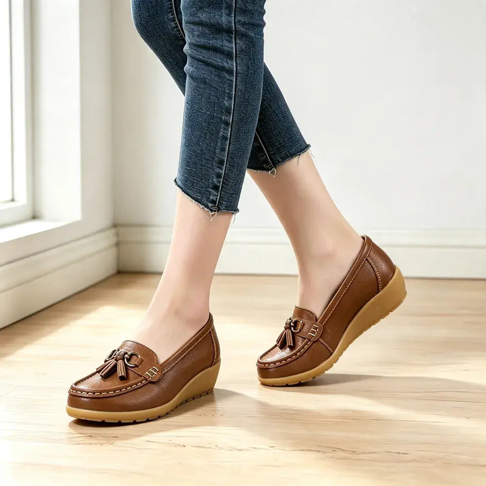 Mocasini de damă din piele naturală – Colecția 2026 (Talpă moale și groasă / Confort maxim pentru plimbări / Mărimi mari 35–44) ✨👞