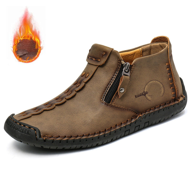 👞💥【38-48】Noutate pentru iarna 2026: Ghete bărbătești cu fermoar și căptușeală din blană, în stil Martens – călduroase, confortabile și stilate pentru zilele de iarnă!
