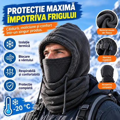 ❄️ Cagulă termică cu acoperire completă și căptușeală din fleece, concepută pentru protecție împotriva frigului chiar și la temperaturi de până la -20°C. ⛷️ Ideală pentru schi, motociclism și activități în aer liber