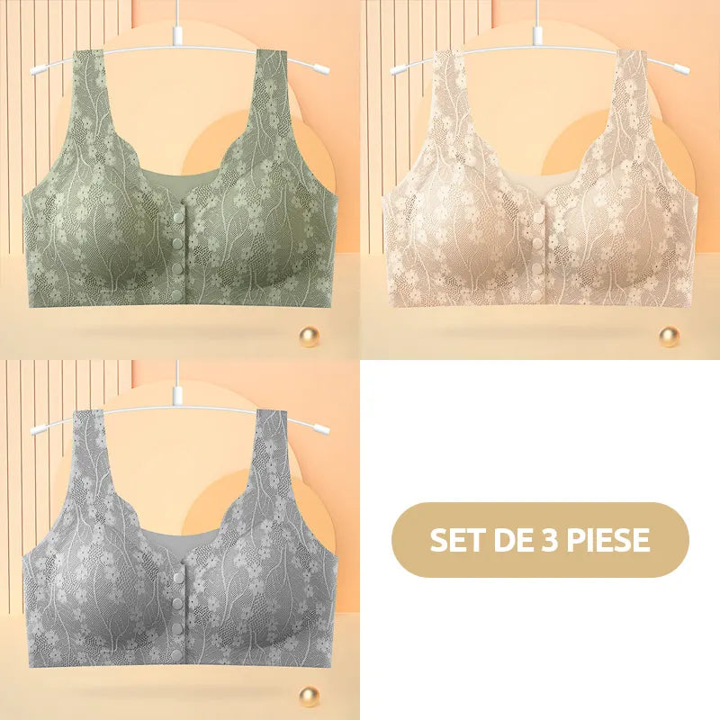 😍【Pachet de 3 bucăți】Sutien fără fir pentru femei cu nasturi în față ❤️【40-100kg】