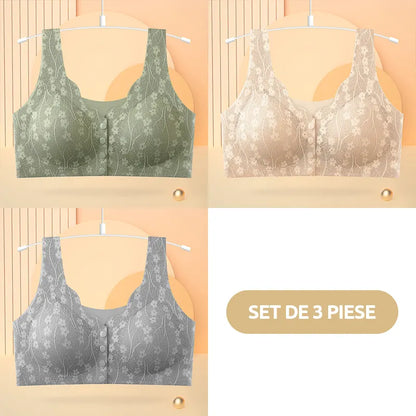 😍【Pachet de 3 bucăți】Sutien fără fir pentru femei cu nasturi în față ❤️【40-100kg】