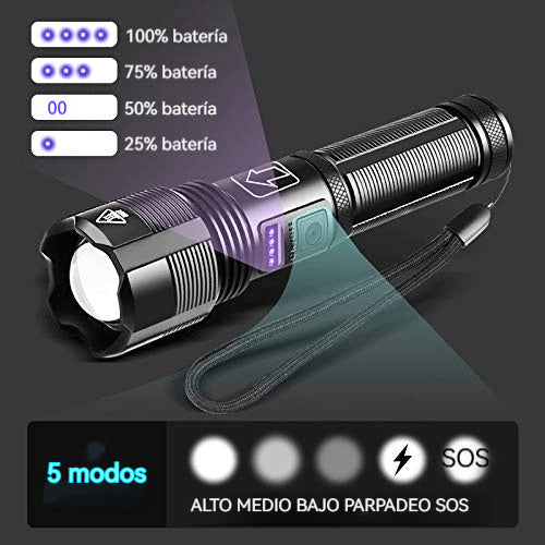 【⚡Oferta por tiempo limitado 50%】Linterna recargable por USB de alta potencia