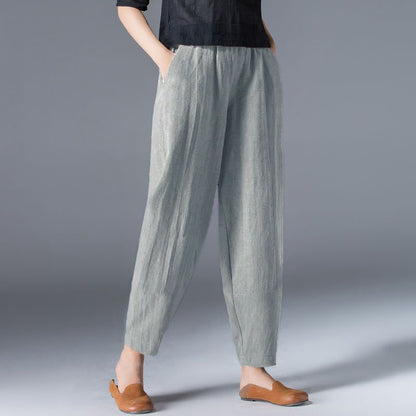 🌿50% reducere🔥【40-120 kg】Pantaloni largi pentru femei din bumbac și in, disponibile în mărimi mari